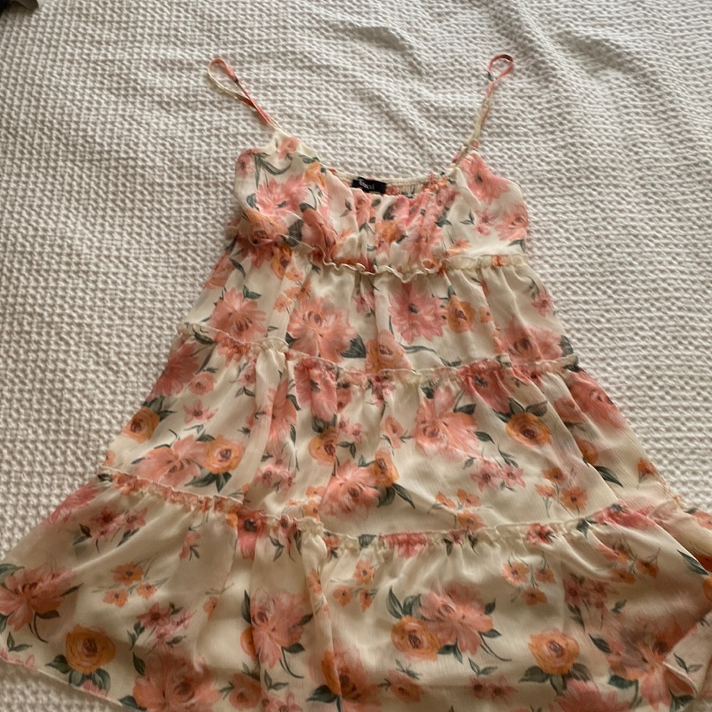 Floral ruffled summer dress flowy dress mini dress